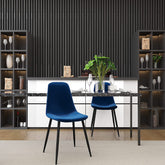 Velets Set of 4 Sera Upholstered Side Chair - Velvet - Blue - Black Leg